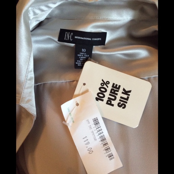 INC NWT Beautiful Silver Silk Belted Dress Size 10 - Picture 9 of 9